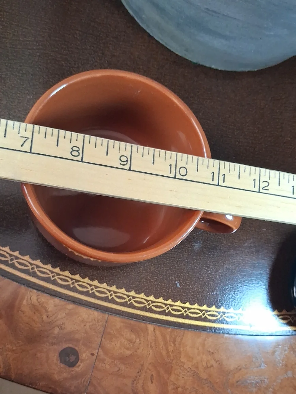 VTG. 70s English Brown Ceramic Soup Mug O- Ring Handle